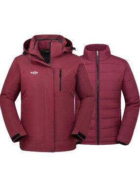 Cozy Women's 3-in-1 Ski Jacket with Cotton Padded Liner - Warm Winter Coat